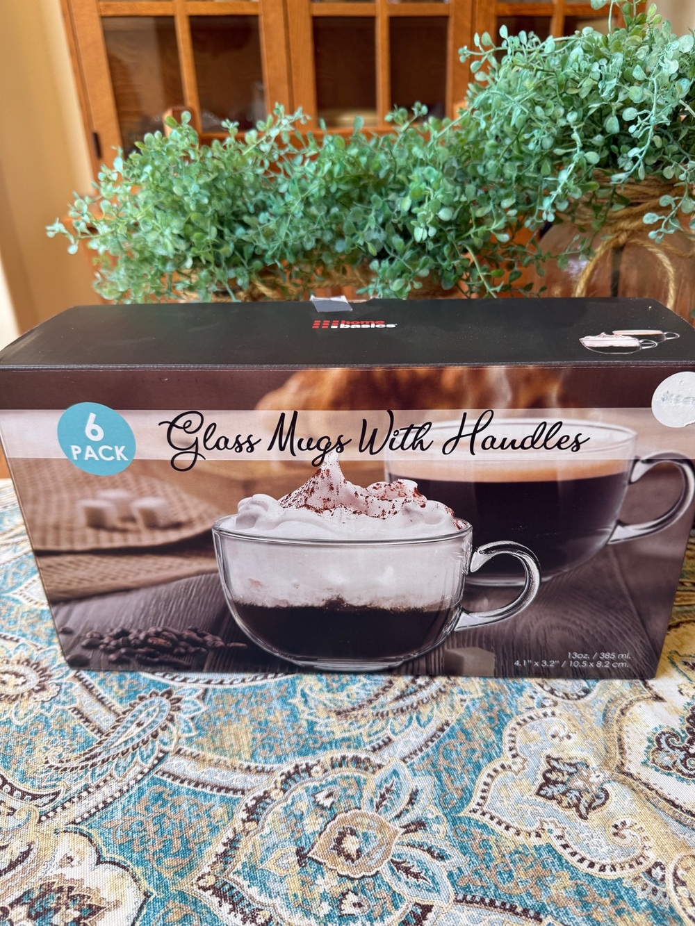 Home Basics Glass Cappuccino Cups Set Of 6 Clear Coffee Mugs 13 Oz New In Box